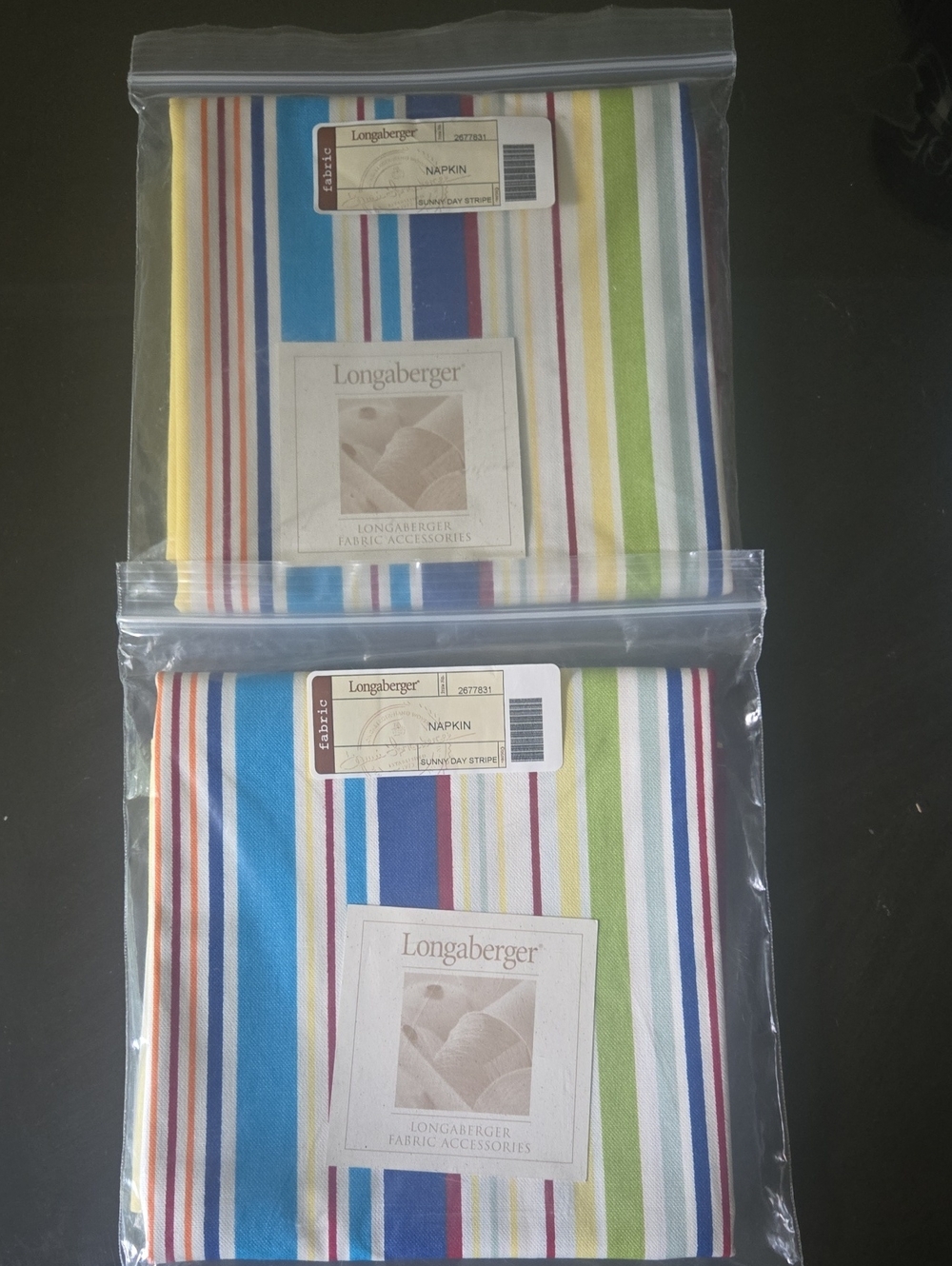Longaberger Sunny Day Stripe Napkins - Picture 2 of 5
